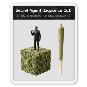 Black Label Secret Agent (Liquorice Cut) Preroll Hash Infused